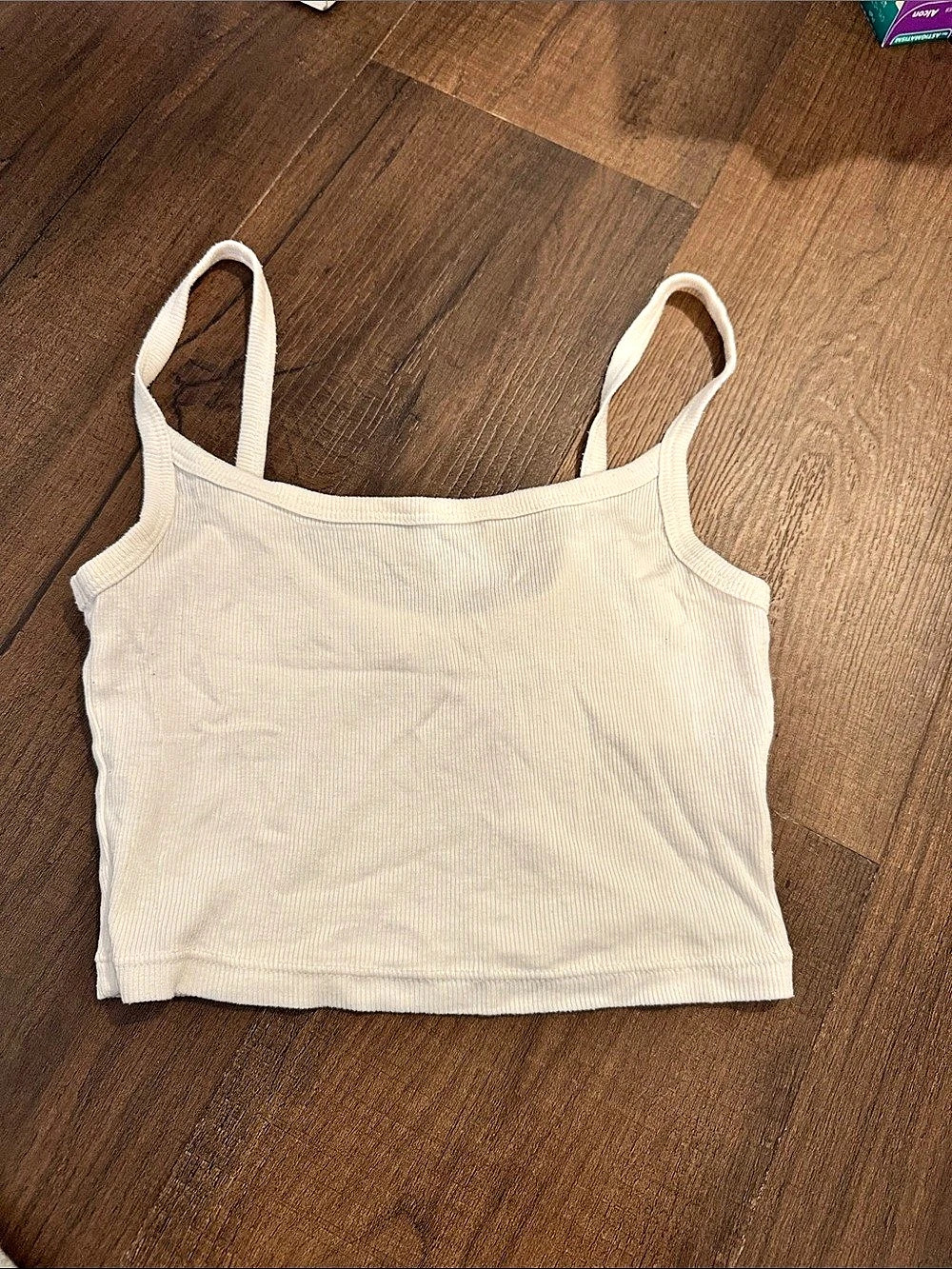 Wilfred Free Ribbed Crop Tank Top in White